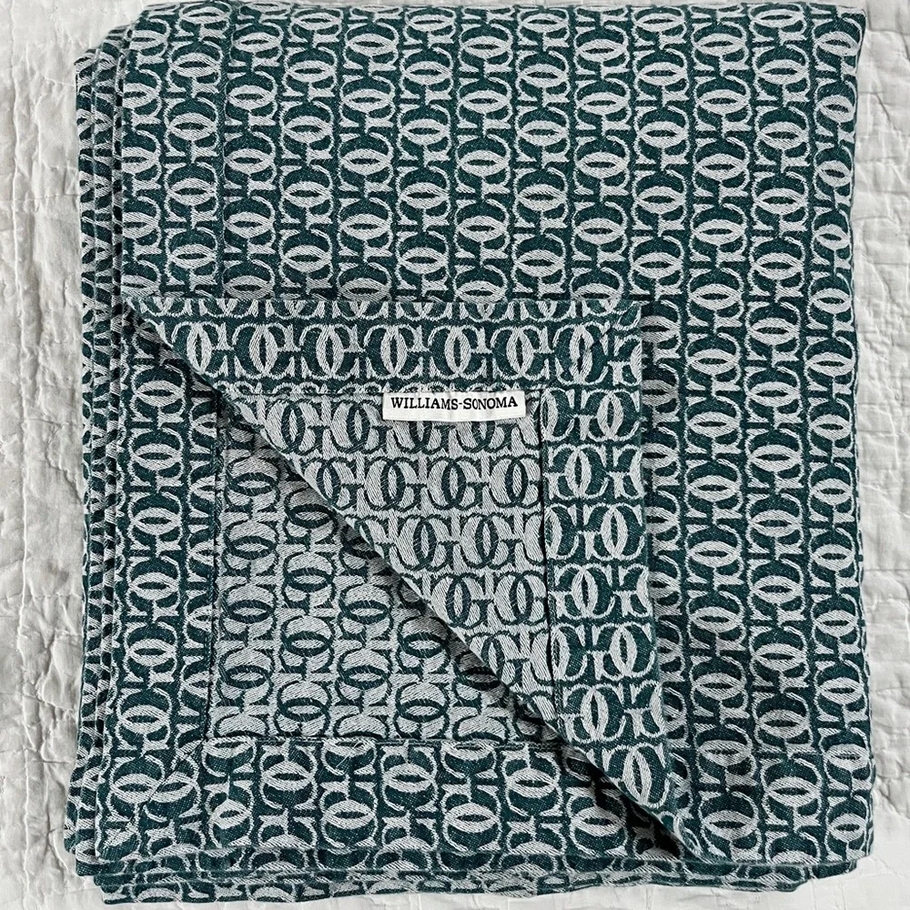 Vtg Williams Sonoma Grande Cuisine Monogram Collection Jacquard Tablecloth 110”